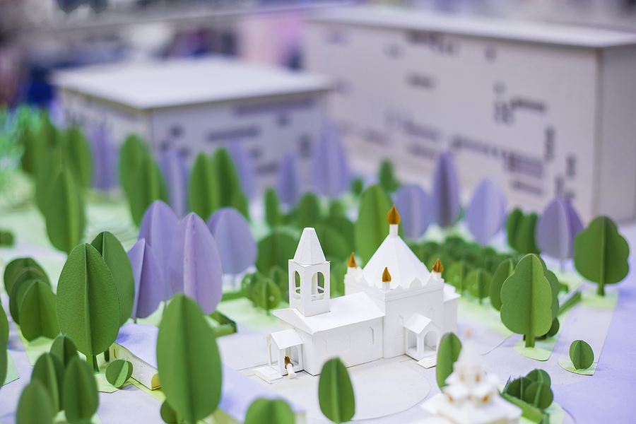tiny model of a church